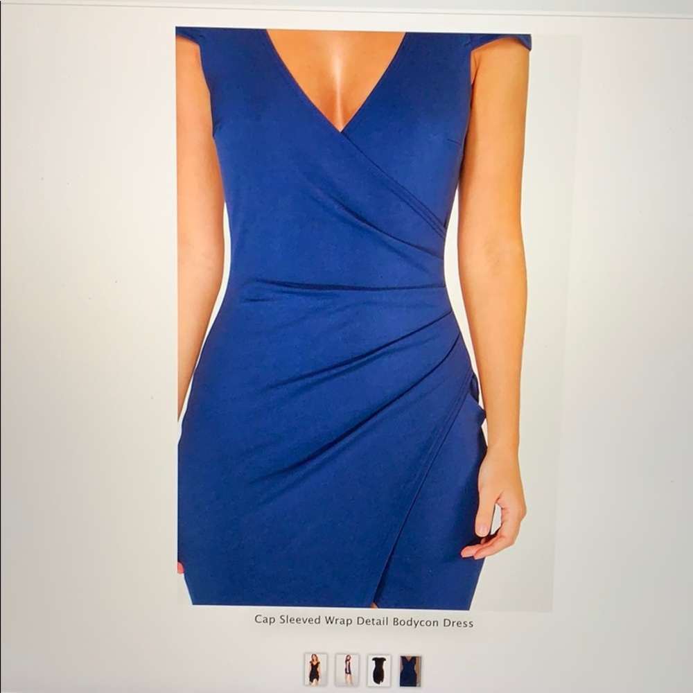Boohoo cap sleeved wrap detail bodycon dress